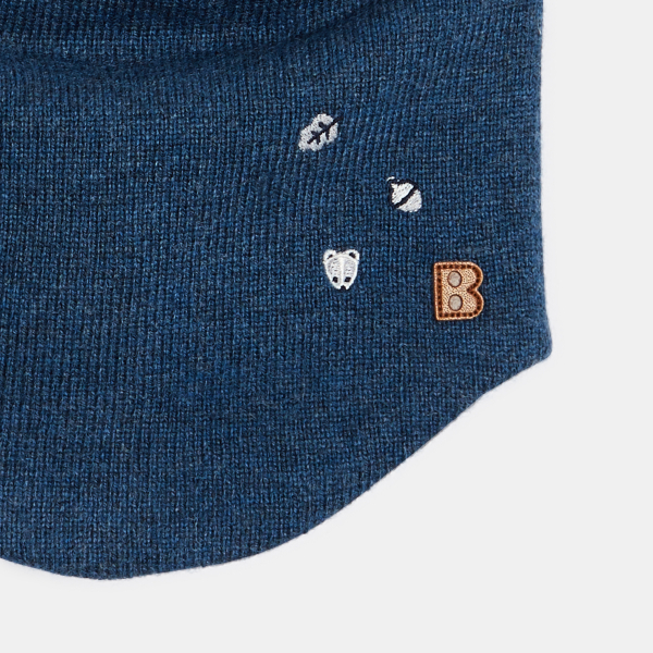 وشاح سنود منسوج من الصوف مبطّن بالفرو الناعم، باللون الأزرق للأولاد الصغار